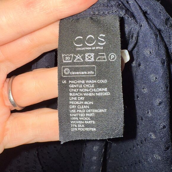 COS Wool/Silk Layered Sweater Tunic - Navy S - Picture 6 of 7